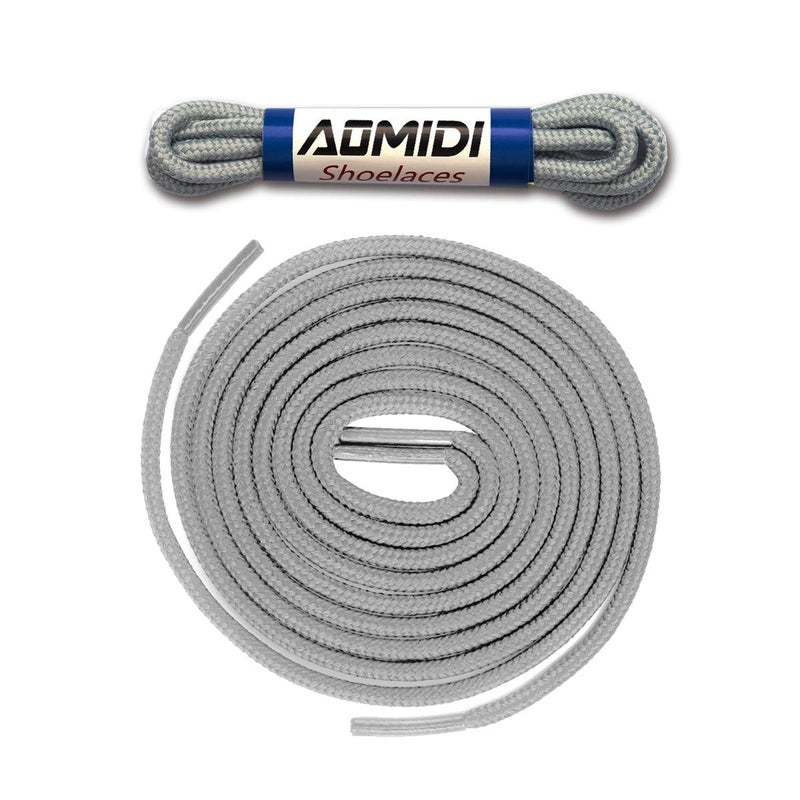 AOMIDI 2 Pair Shoelaces Round Athletic Shoes Lace for Boot Laces Shoelaces and Multiple Shoe Types Replacements(63" inches (160 cm), Gray) - Image 1